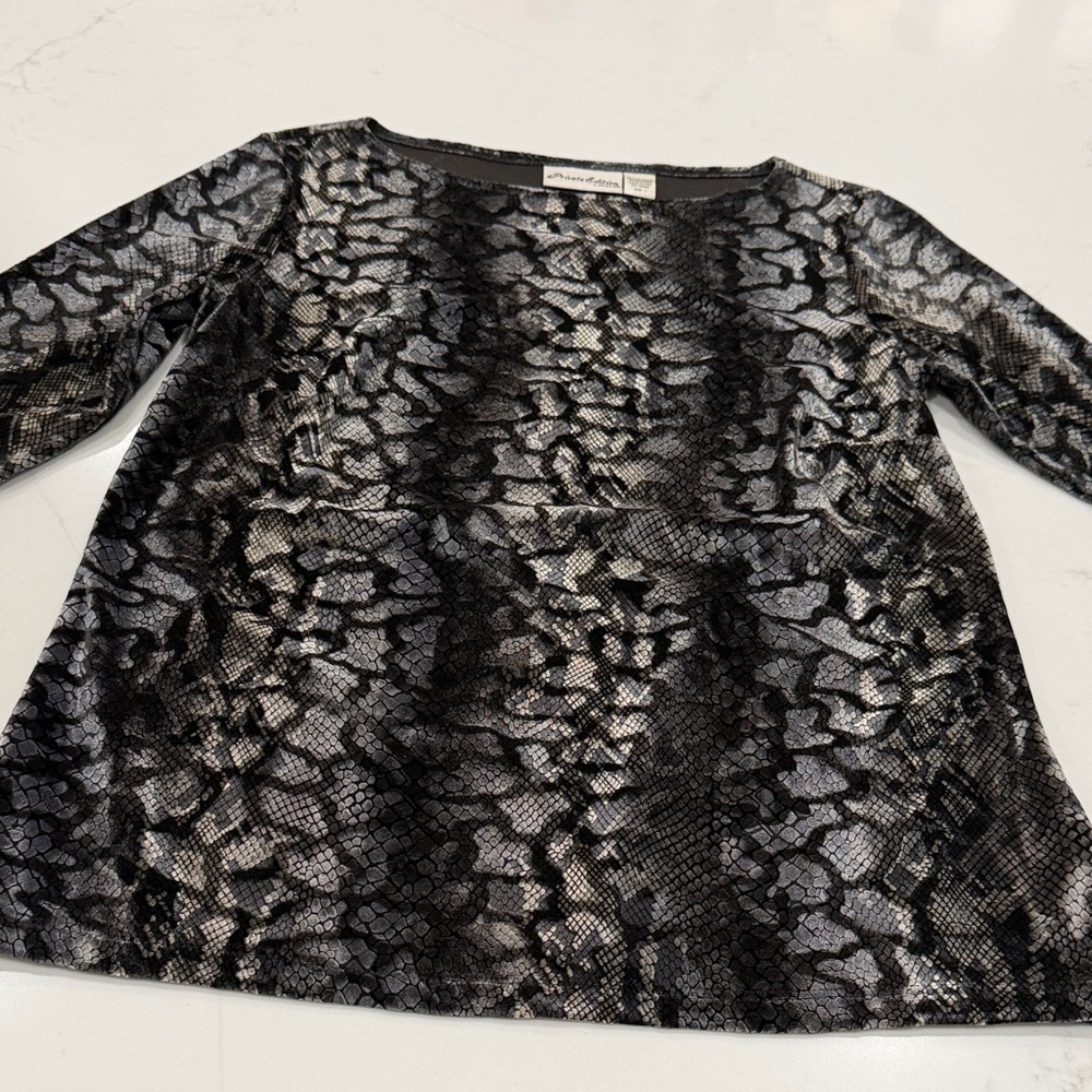 Chico's Black and Gray Snake Print Blouse